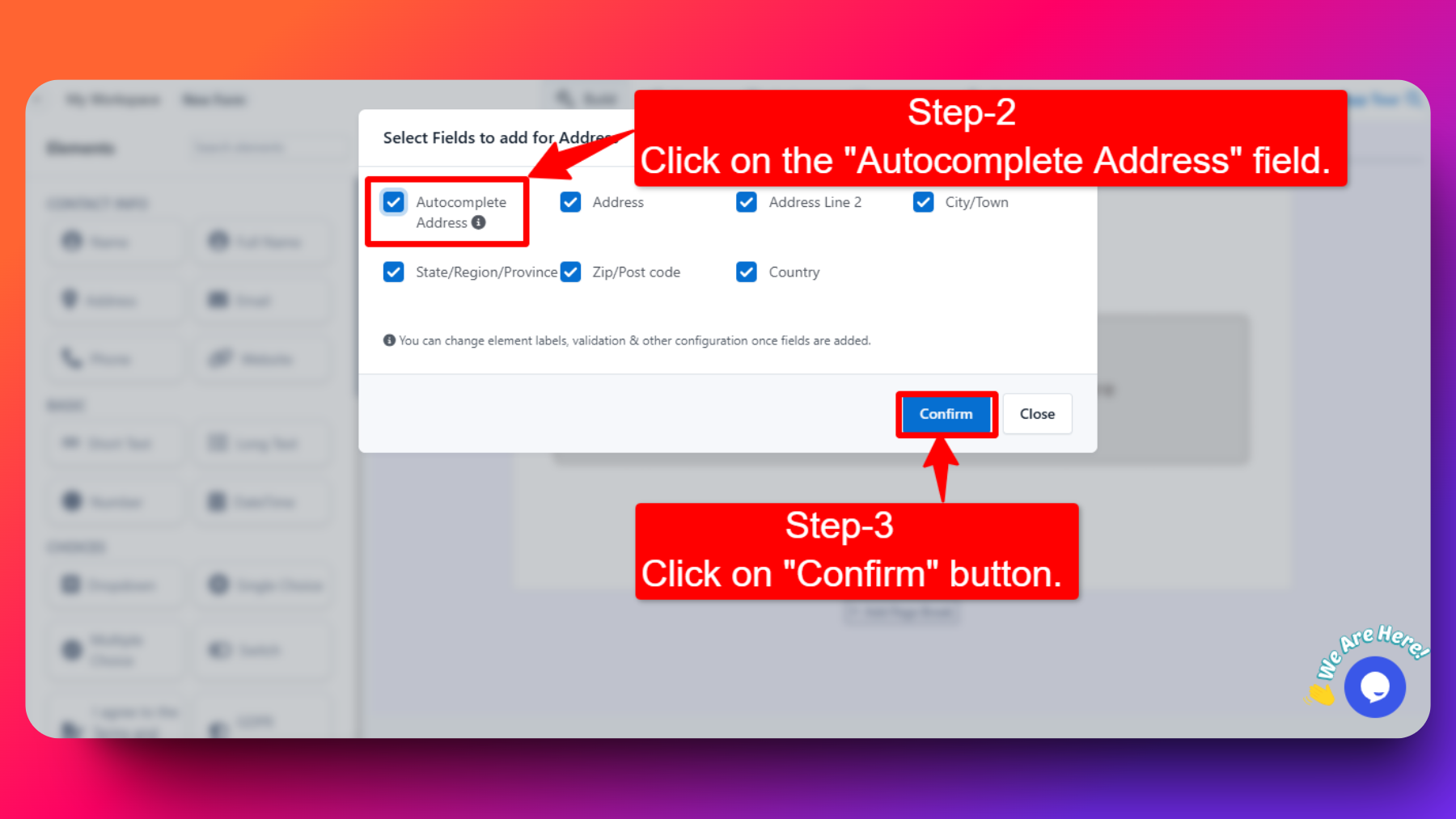 Auto Complete Address Steps