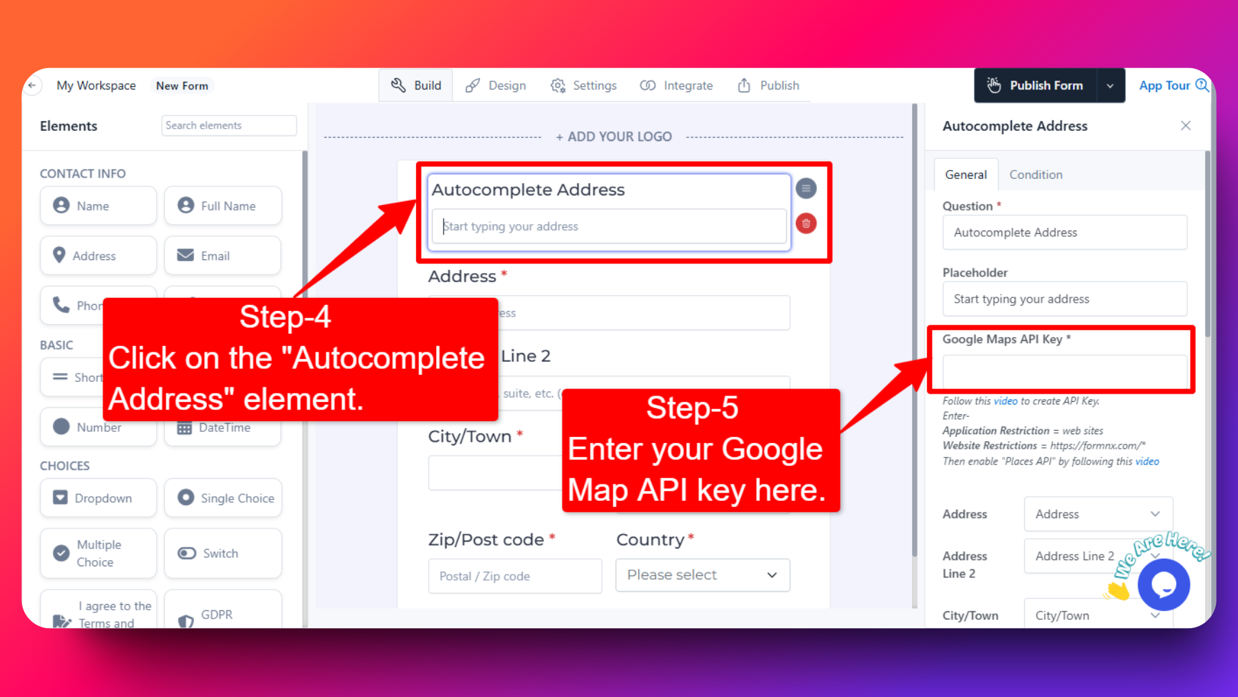 Auto Complete Address Steps