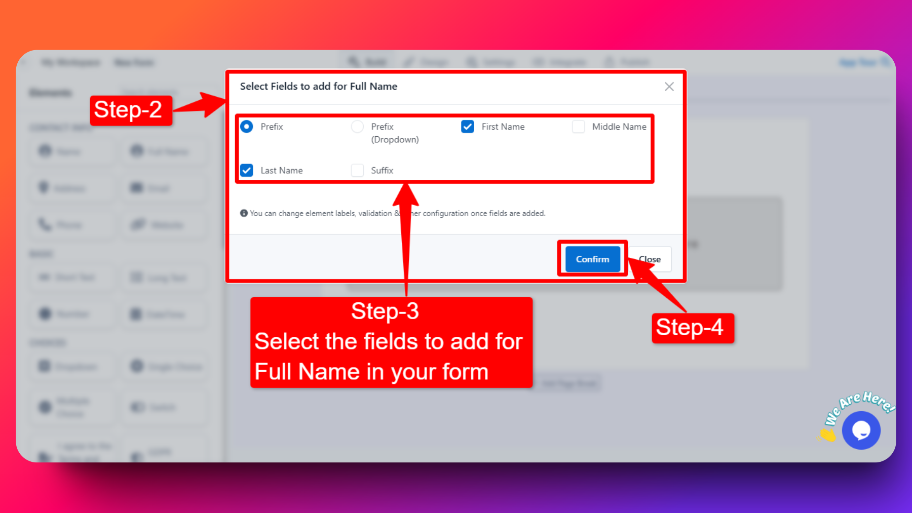 Full Name Field Steps