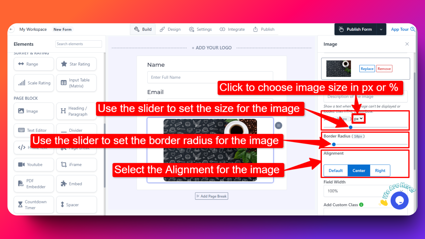 FormNX-image-to-set-size,border radius &amp; alignment
