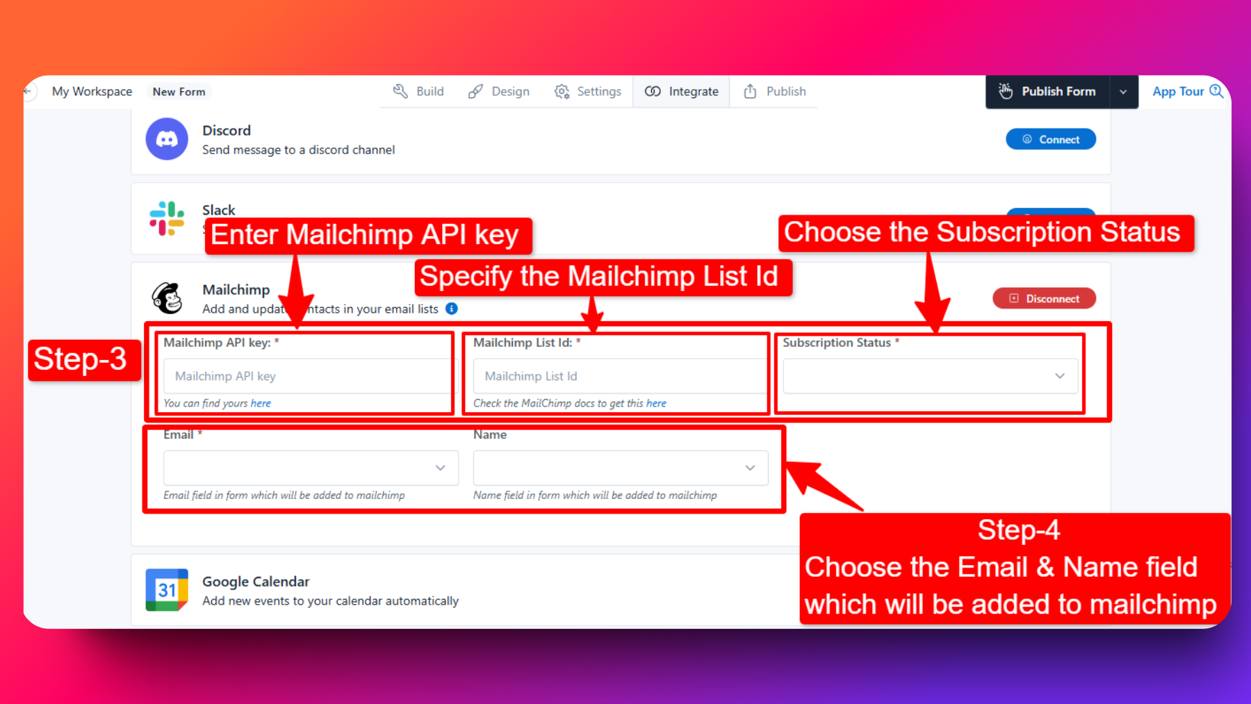 Mailchimp integration in FormNX