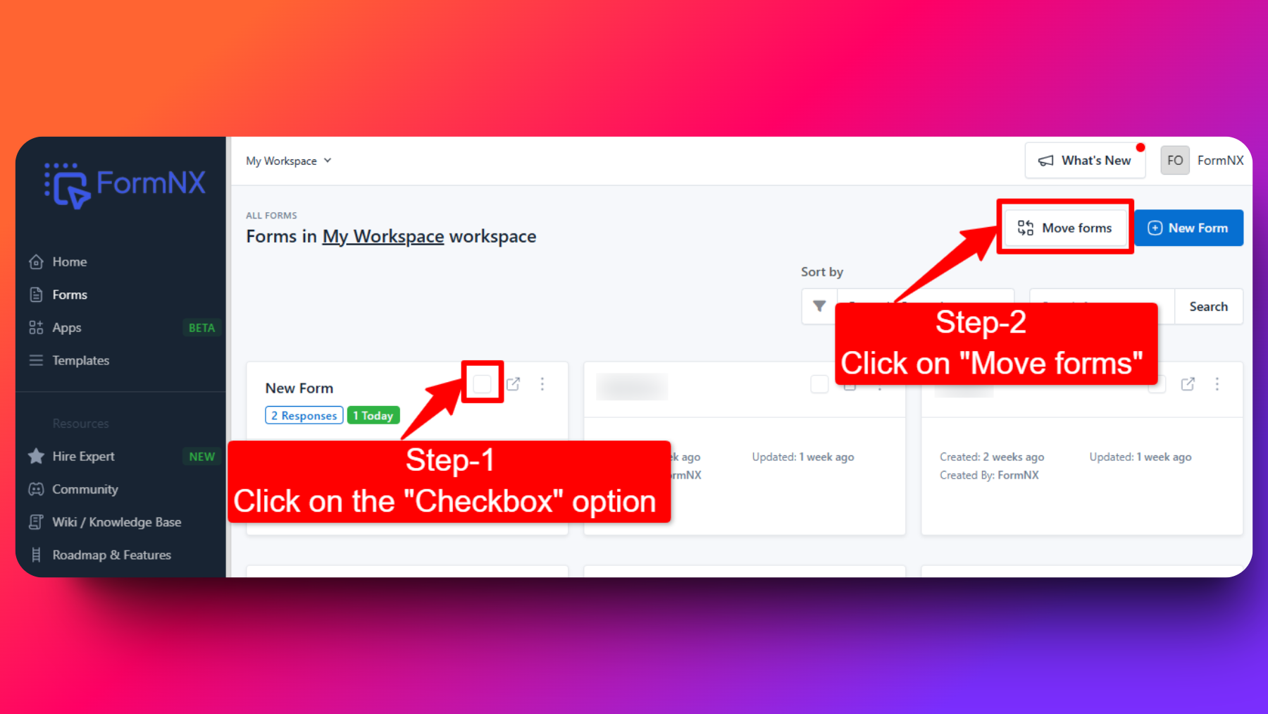 Move Forms From One Workspace to another Workspace 1 