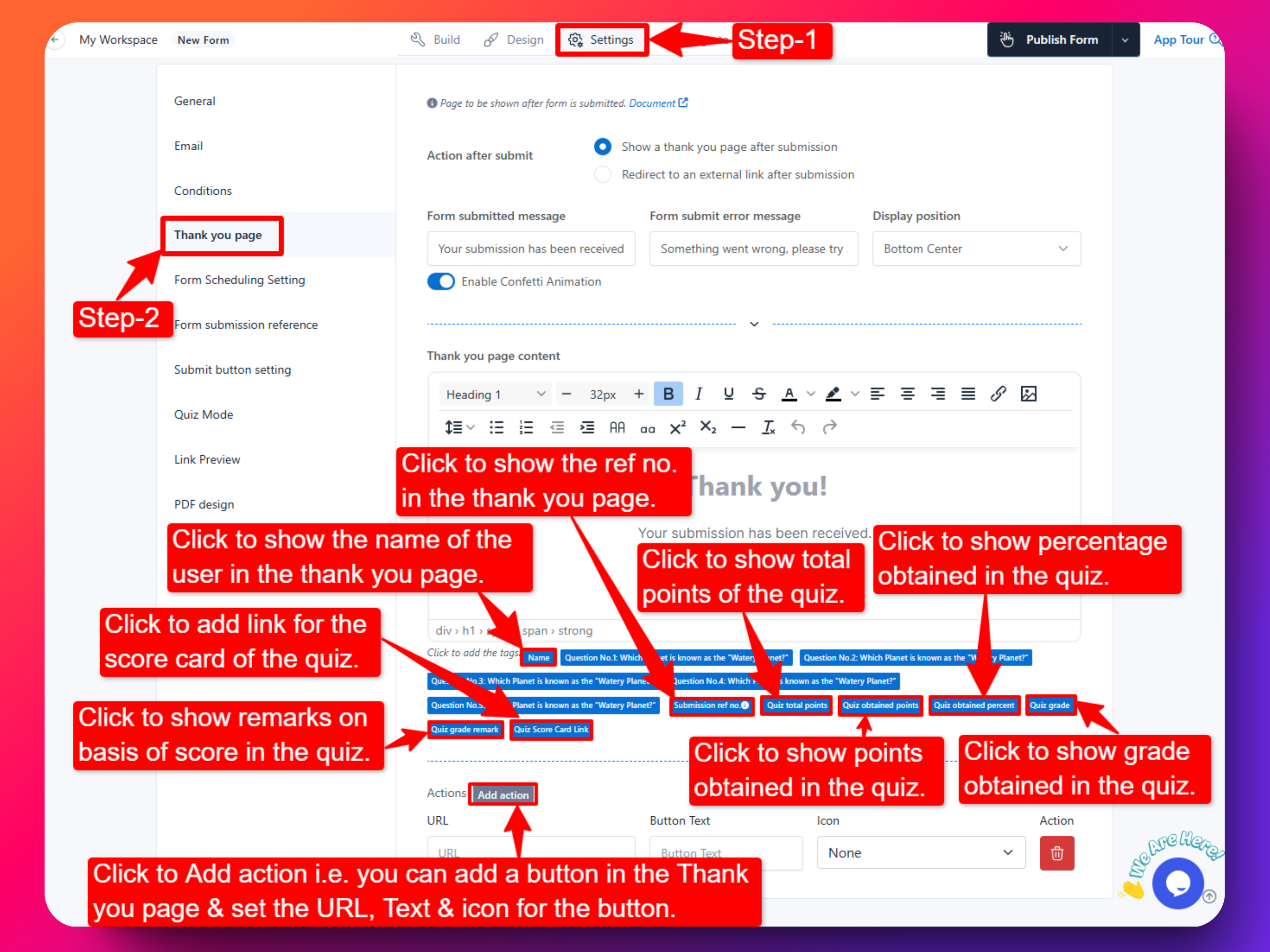 Quiz Response in ThankYou Page
