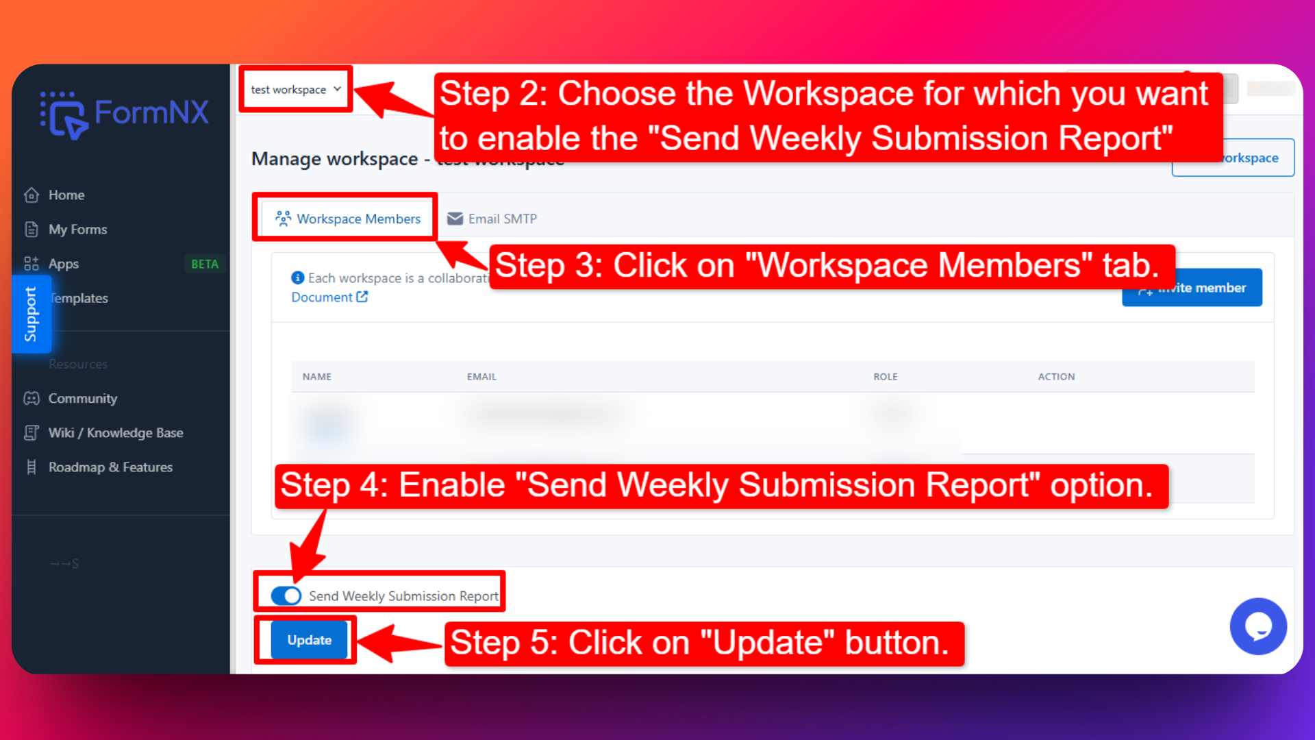 Steps for enabling Weekly Submission Report Feature